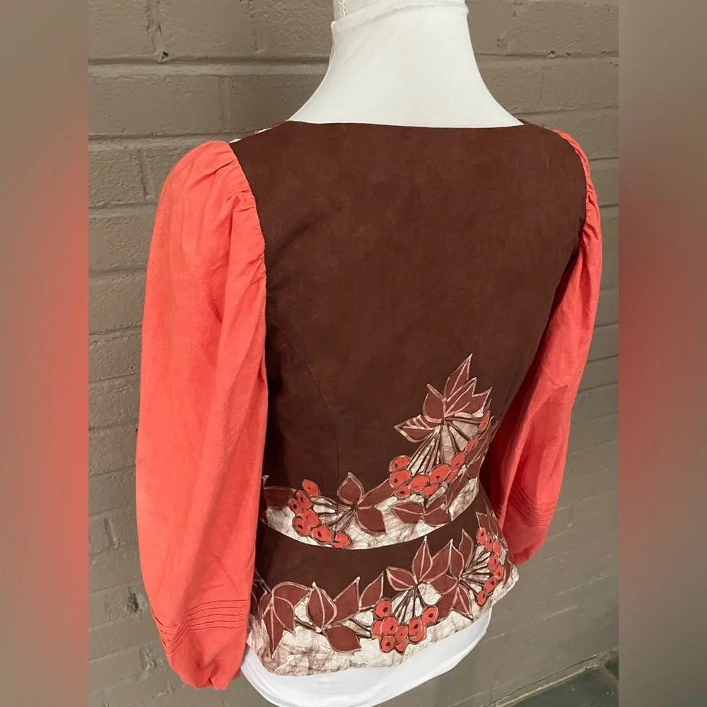 Vintage Swedish Design lace up print top S-M
